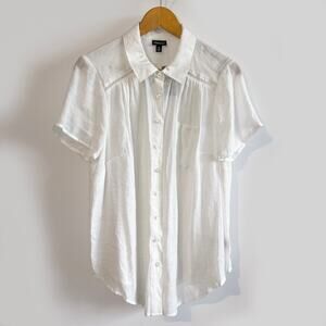 Torrid : NEW $45 Lightweight White Button Down Blouse Ladder Detail Flowy : L